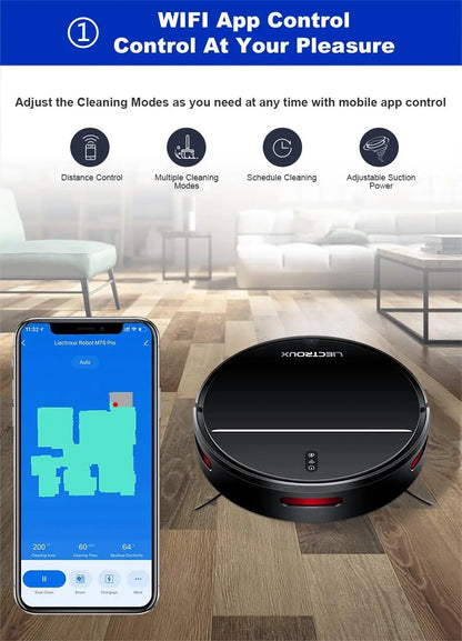 Robotstofzuiger – Robotstofzuiger met dweilfunctie – Robotstofzuiger 2in1 – Slimme schoonmaker – Automatische schoonmaak – 2D Kaartnavigatie – 110 Minuten Batterijduur