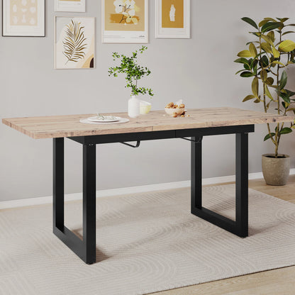 Uitbreidbare Eettafel – Uitschuiftafel – Moderne Tafel – Verstelbare Tafel – MDF Eikenlook – Stalen Frame – Snelle Montage - 140-180 x 80 x 75 cm - Eiken & Zwart