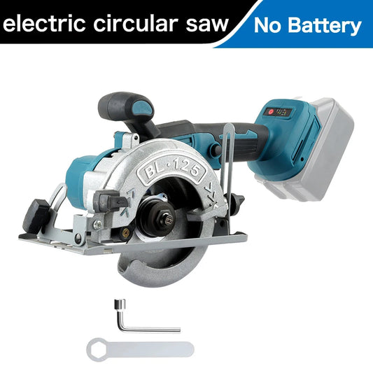 Accu Cirkelzaag - Snoerloze - Cirkelzaagmachine - 125mm - 18V - Instelbare Zaaghoek - Handcirkelzaag - voor Houtbewerking - Geen Batterij Inbegrepen