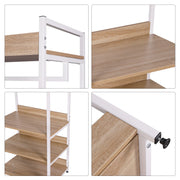 Kledingrek - Kledinghangers - Kledingrek Metaal - met 3 Houten Planken - Garderobekast met Kledingrail – Kapstok met Schoenenrek – Voor Slaapkamer & Gang - 56x36x170cm - Licht Eiken Zwart