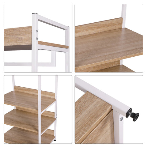 Kledingrek - Kledinghangers - Kledingrek Metaal - met 3 Houten Planken - Garderobekast met Kledingrail – Kapstok met Schoenenrek – Voor Slaapkamer & Gang - 56x36x170cm - Licht Eiken Zwart