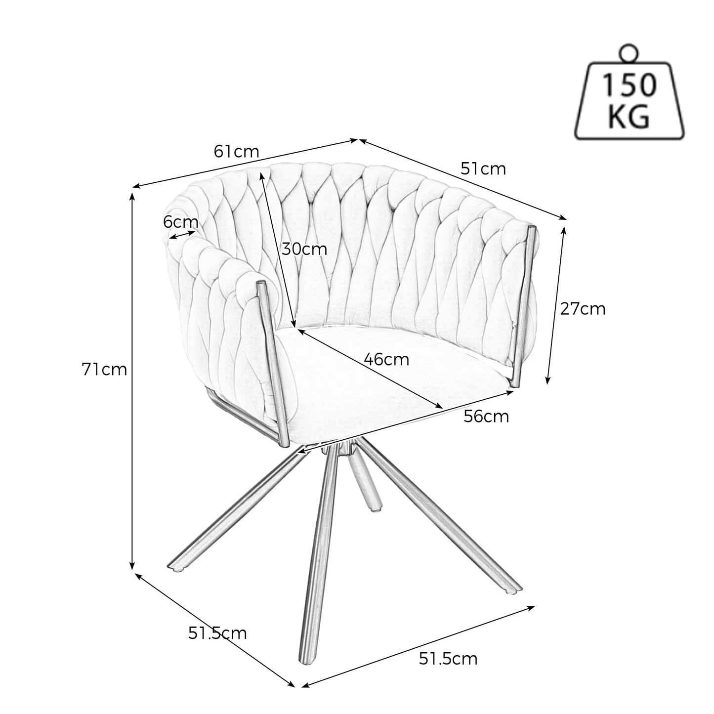 Eetkamerstoel – Set van 2 - Draaistoel – Velvet Stoel – Comfortabele Stoel – Ergonomisch Design – 360° Draaifunctie – Metalen Poten - Beige