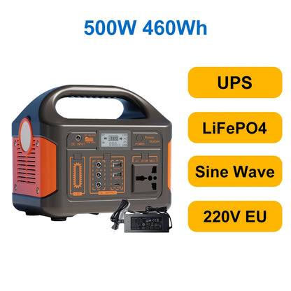Draagbare Powerstation – Mobiele Generator – Noodstroomvoorziening – Camping Accu – 500W 460Wh LiFePO4 – Compact & Zuivere Sinusgolf