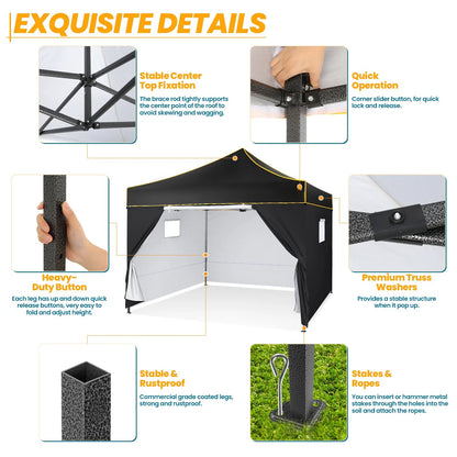 3x3m Pop-Up Partytent – Tuinentent – Evenemententent – Marktstandtent – Campingtent – Waterdicht 410D Oxford – Roestbestendig Frame - Marineblauw