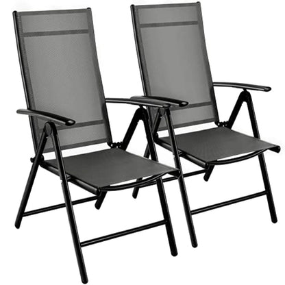 Tuinstoelen - Balkonstoelen - 7-Standen Verstelbaar - Opvouwbare - Aluminium Frame - Set van 2 - Tot 150kg Draagkracht – Tuin & Camping Stoelen - Grijs