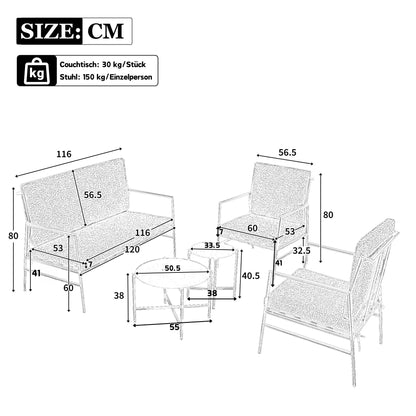 Loungeset – Loungeset Tuin – Buitenmeubel – Balkonset – Terrasmeubilair – Gegalvaniseerd Staal – Zonbestendig Polyester