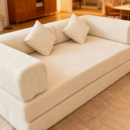 Bankstel – Zitting – Sofa – Hoekbank – Slaapbank – Modulair Ontwerp – Luxe Velvet Bekleding – 200 cm Tweezits – Off-white