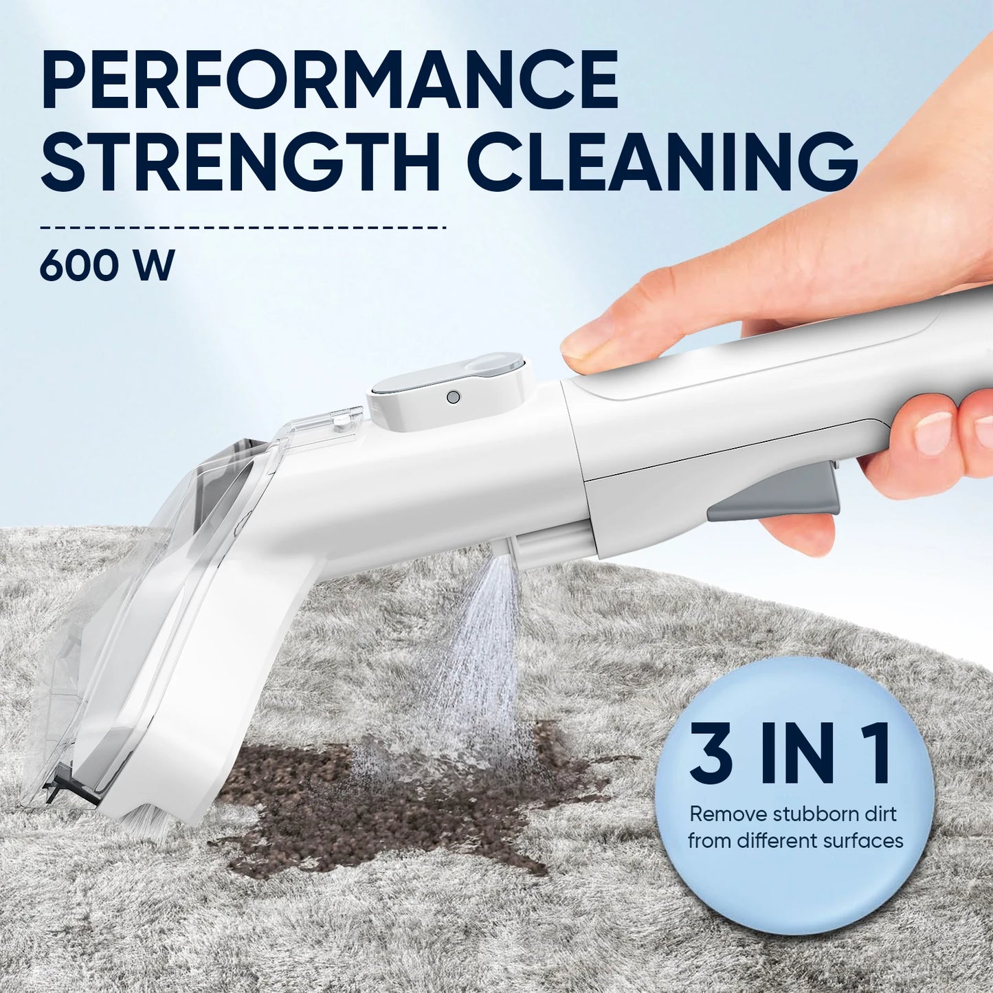 Portable Carpet Cleaner Machine 600W 15KPA Multifunctional Handheld Mite Remover Sofa Carpet Wet Cleaner for Sofa Car Seat