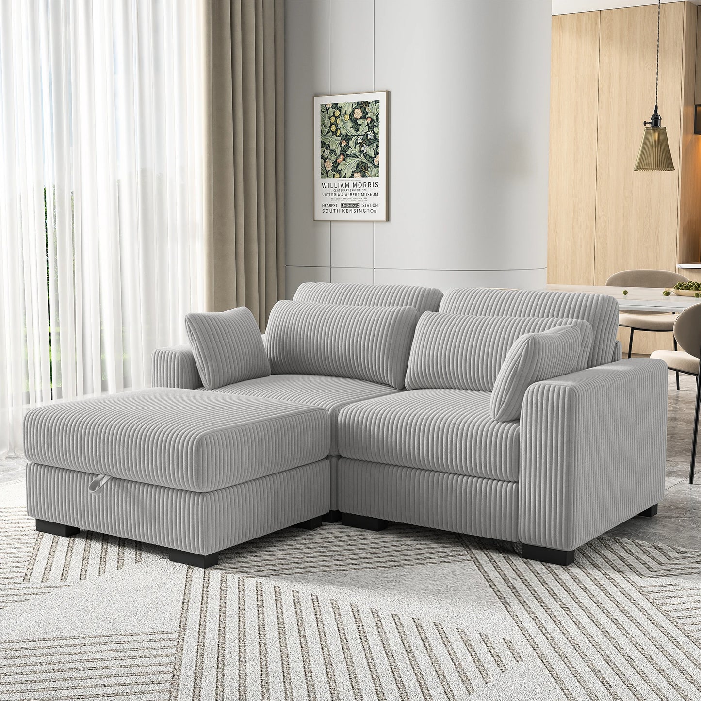2-zits bank – tweezitsbank – sofa – zithoek – loveseat – modulaire opstelling – ribcorduroy bekleding – compact grijs design - QUORE