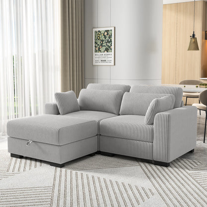 2-zits bank – tweezitsbank – sofa – zithoek – loveseat – modulaire opstelling – ribcorduroy bekleding – compact grijs design - QUORE