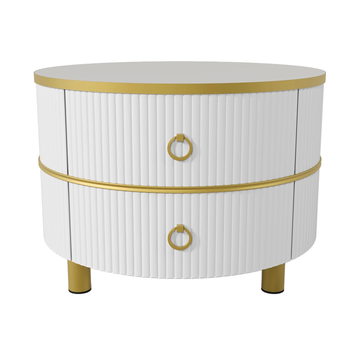 Salontafel - Set Van 2 Bijzettafels – Opbergtafel – Nachtkastje – Moderne Tafels – Marmerpatroon – Gouden Frame - Grijs