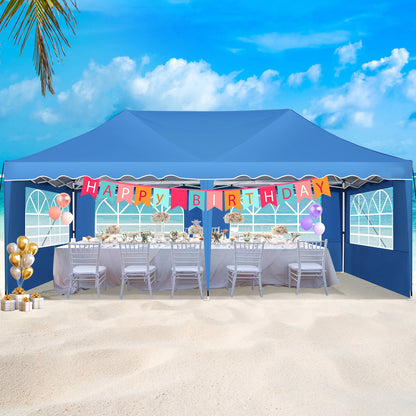 Partytent – Tuinpaviljoen – Evenemententent – Overkapping – 3x6 Meter – Staalframe – Waterdicht Met Zijwanden - Blauw