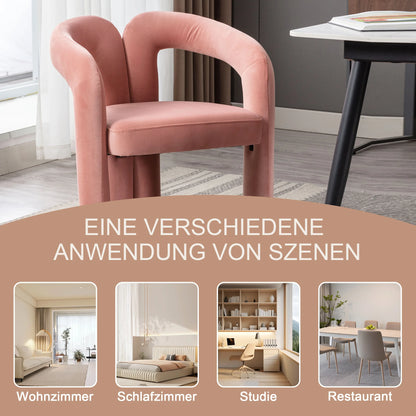 Eetkamerstoelen – Gestoffeerde Stoelen – Velvet Stoelen – Houten Stoelen – Comfortabele Zitting – Maximaal 150 Kg Draagvermogen - Roze