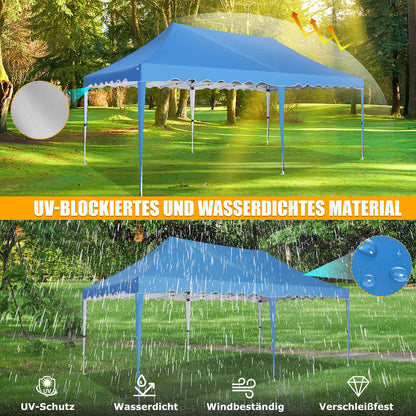 Partytent – Tent – Overkapping – Zonnescherm – Waterdicht – 3x6 Meter – Stalen Frame - Blauw