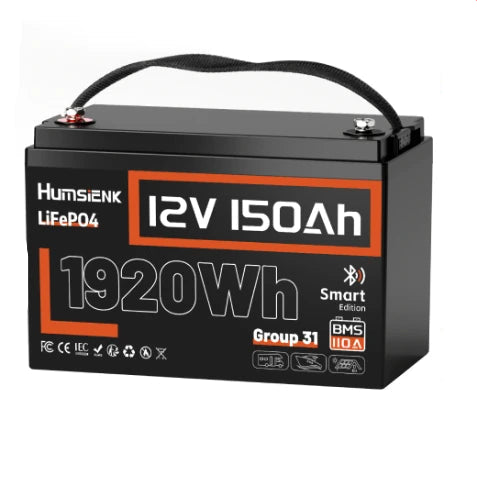 Lithium Accu – LiFePO4 Accu – Camper Accu – Bootaccu – Zonne-energie Accu – 12V 150Ah – 110A BMS Bescherming – 1920Wh Capaciteit