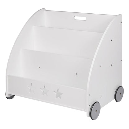 Kinderboekenkast - Boekenkast - Kinderkast - Boekenrek - met Wielen - Opbergkast met 3 Planken – Multifunctionele Organizer voor Kinderkamers - Wit