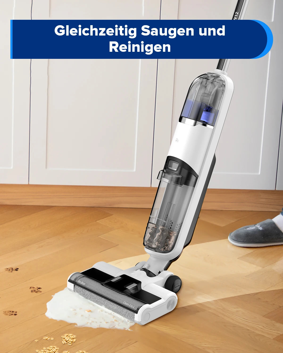 Draadloze Stofzuiger – 3-in-1 Schoonmaker – Stofzuiger Met Watertank – Nat en Droog Stofzuiger – Lichtgewicht – 40 Minuten Batterijduur - 150W - 2600mAh