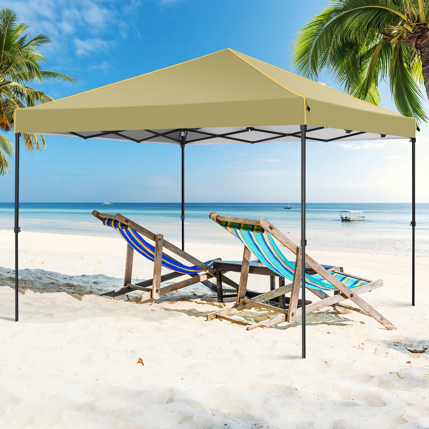 Opvouwbare Luifeltent – Tuin Tent – Partytent – Schaduwdoek – 3x3 Meter – Waterdicht Oxford Doek – Verstelbare Zijwanden - Khaki