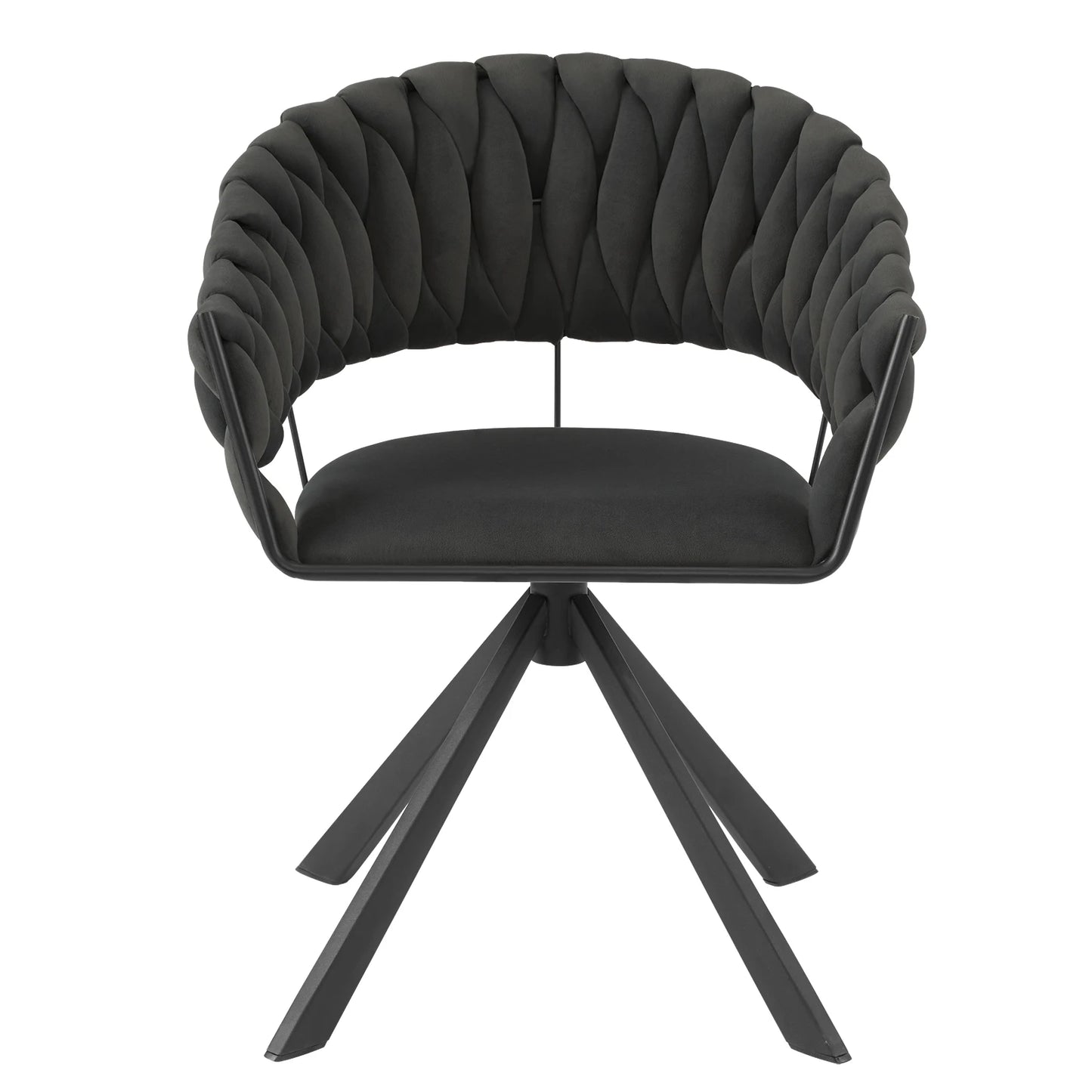 Draaibare Eetkamerstoelen - Moderne Fluwelen - Gestoffeerde Stoelen met Armleuning - Gewatteerd Comfort - Stoelen voor Keuken - Woonkamer of Slaapkamer - Set van 2 - Donkergrijs