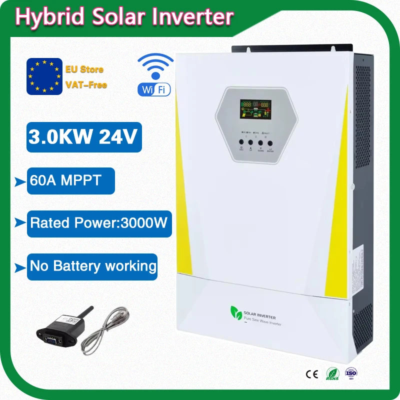 Hybride Zonne-energie Omvormer – Zonnestroom Omvormer – Solar Inverter – Thuis Omvormer – 3000W Continu Vermogen – MPPT Laadregeling