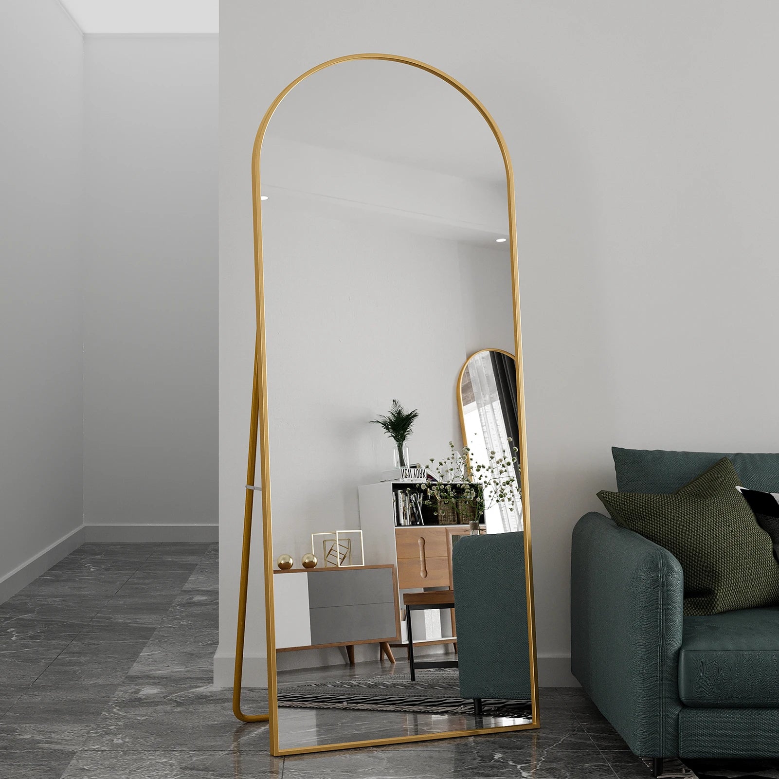 Comanlai 180 x 80 cm Full Length Mirror,Standing Mirror,Floor Mirror Hanging,Standing or Leaning,for Bedroom, Living Room,Golden - QUORE