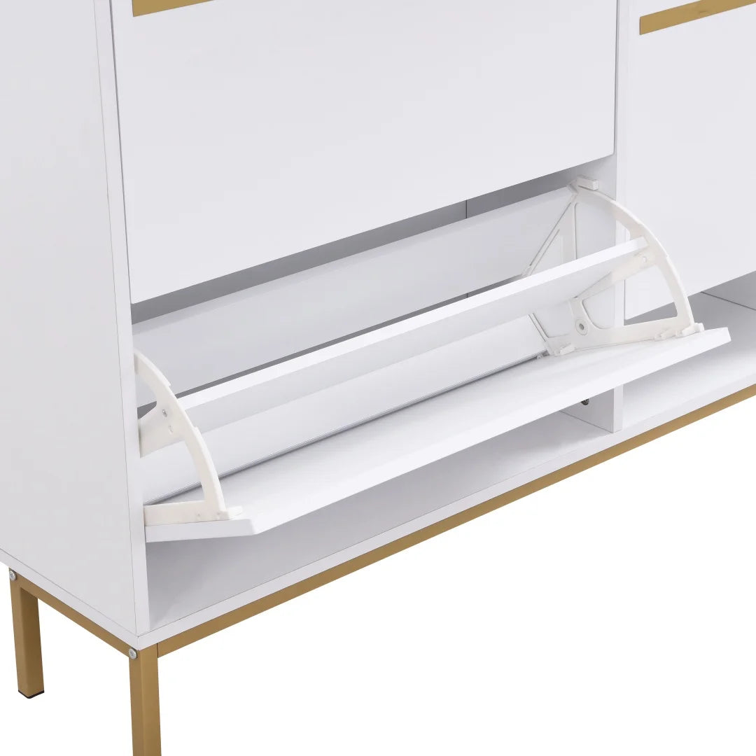 Schoenenkast – Schoenopberger – Schoenrek – Schoenmeubel – Zitbank – Uitschuifbaar – MDF – 15-22 Paar Schuien - 105 x 115,5 x 25 - Wit