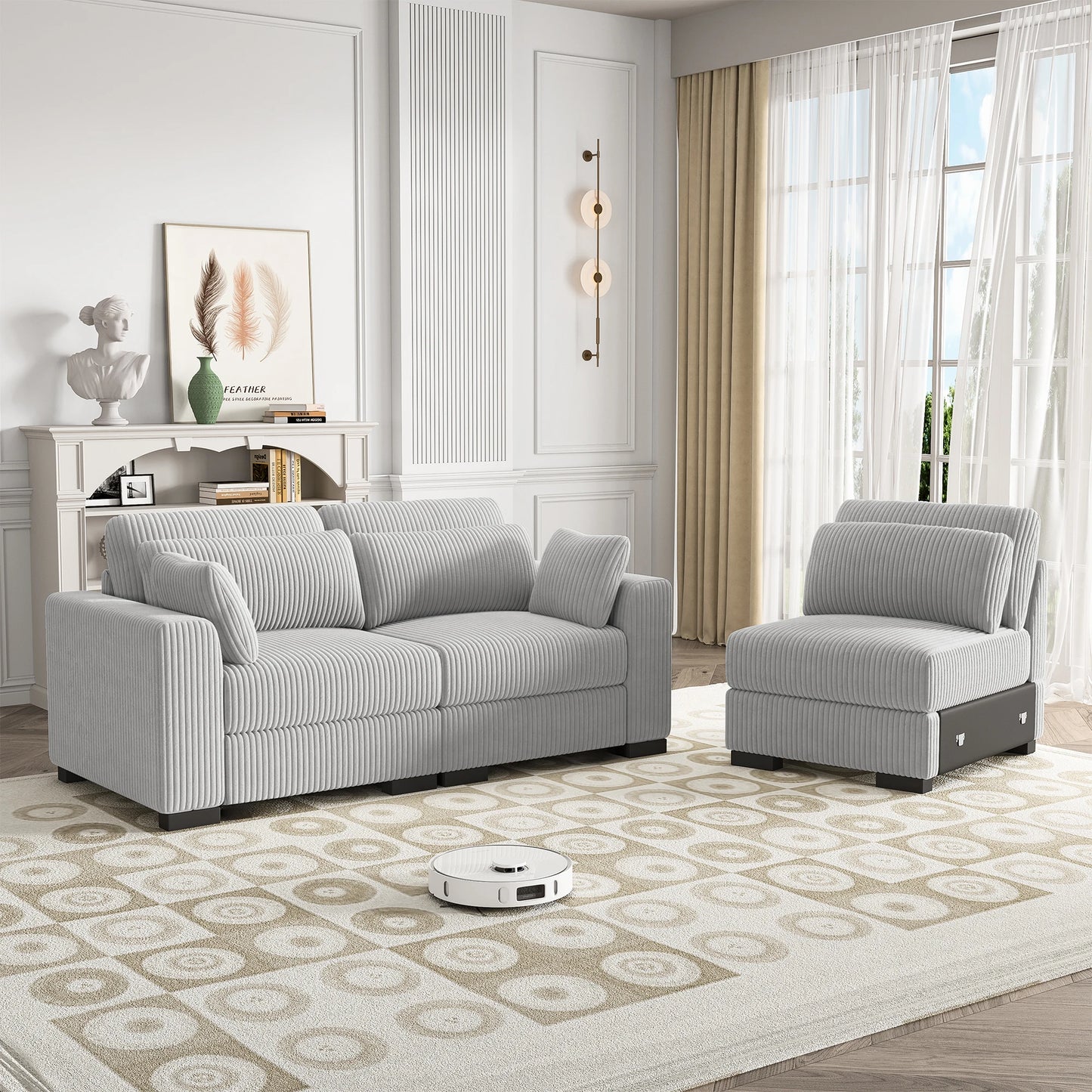 2-zits bank – tweezitsbank – sofa – zithoek – loveseat – modulaire opstelling – ribcorduroy bekleding – compact grijs design - QUORE