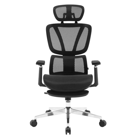 Ergonomic Office Chair - Office Chair - Chairs - Adjustable Headrest - Lumbar Support - 3D Armrests - Footrest - Swivel - 150 kg Load Capacity - Black