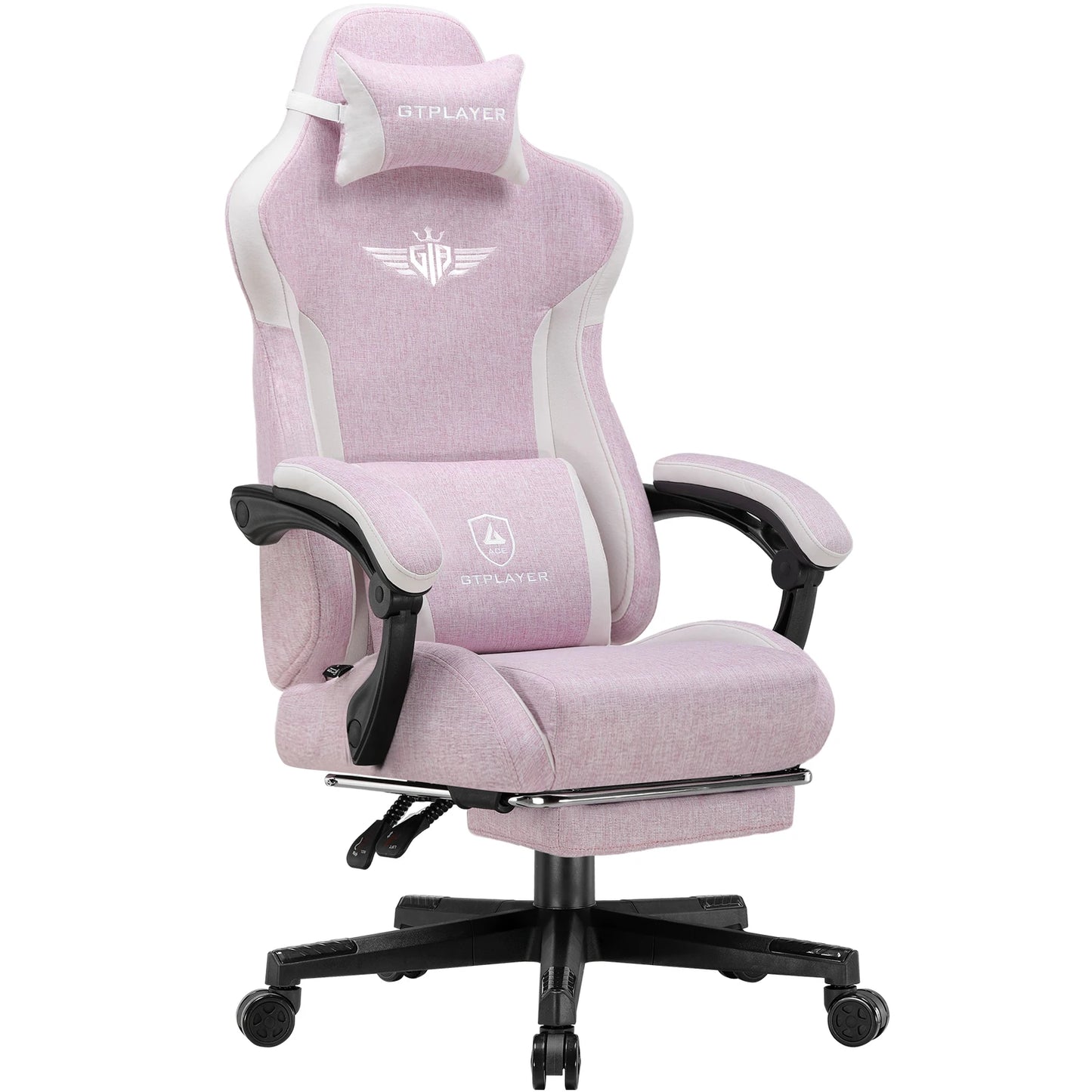 Gamingstoel – Gamestoel – Gaming Chair – Game Stoel – Bureaustoel – Roze Linnen Bekleding – Ergonomisch Met Verstelbare Rugleuning Tot 165°