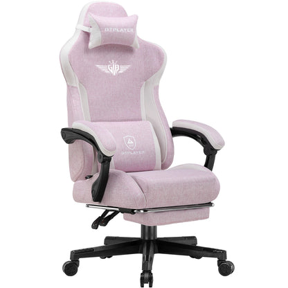 Gamingstoel – Gamestoel – Gaming Chair – Game Stoel – Bureaustoel – Roze Linnen Bekleding – Ergonomisch Met Verstelbare Rugleuning Tot 165°