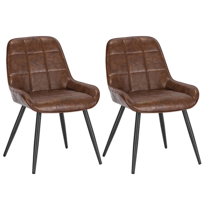 Eetkamerstoel – Stoel – Designstoel – Bureaustoel – Relaxstoel – Bruin Kunstleer – Ergonomisch Comfort – Stevig Metalen Frame