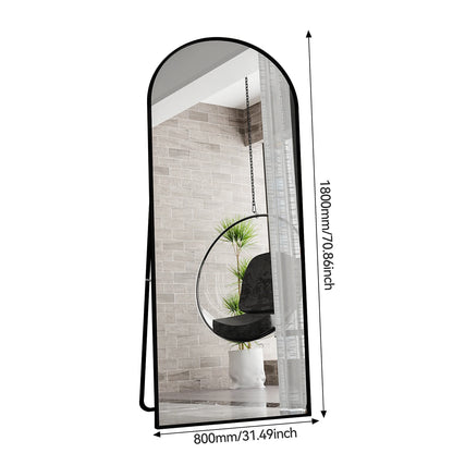 Volledige Lichaam Spiegel – Vloerspiegel – Staande Spiegel – Tuinspiegel – Zwarte Aluminium Spiegel – 180x80 cm – Versterkt Glas