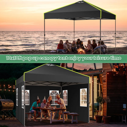 Pop-Up Tent – Vouwtent – Evenemententent – Marktkraamtent – Waterdicht Oxford Doek – UPF 50+ Bescherming – Verstelbare Hoogte - 3 x 3 m - Zwart