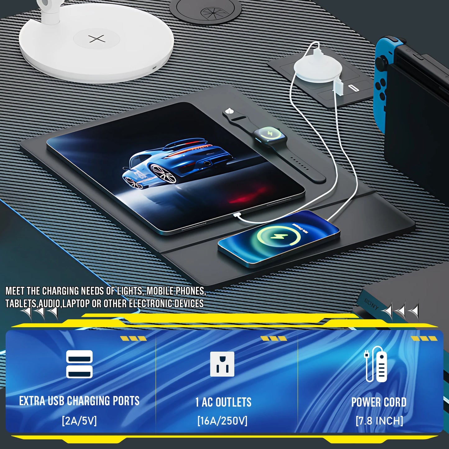 Game Bureau - Bureau - Hoekbureau - Game Bureau - 120cm L-vormige Computertafel - met USB Oplaadpoort & Stopcontact - Gaming Bureau - met Opbergrek - Zwart - QUORE