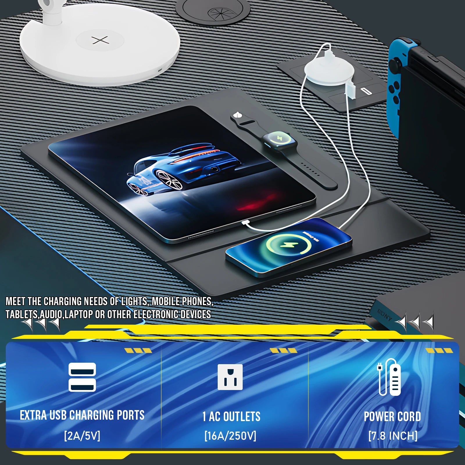 Game Bureau - Bureau - Hoekbureau - Game Bureau - 120cm L-vormige Computertafel - met USB Oplaadpoort & Stopcontact - Gaming Bureau - met Opbergrek - Zwart - QUORE