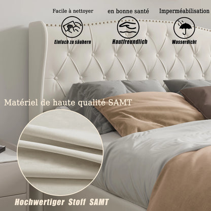 Tweepersoonsbed – Opbergbed – Bedframe – Slaapbed – Fluwelen Bed – 140 x 200 cm – Hydraulische Opbergruimte – Stevig Metalen Frame