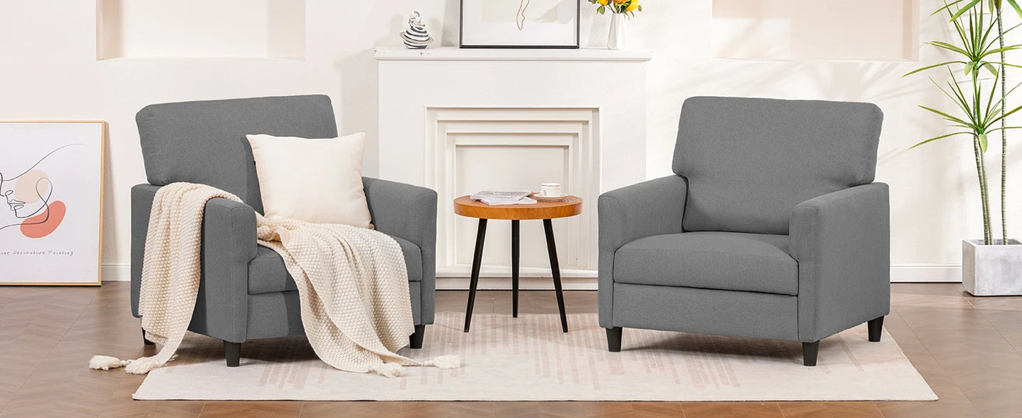Relaxstoel – Fauteuil – Lounge Stoel – Zitstoel – Zacht Linnenhoes – Dikke Foam Vulling – Ergonomisch Design - 82 x 78 x 93 cm - Grijs - QUORE