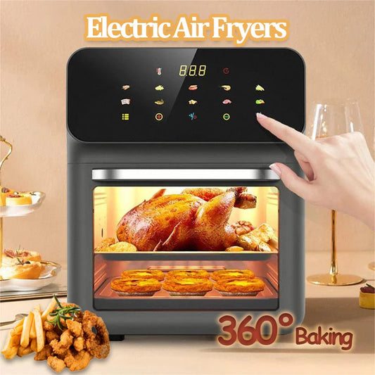 Heteluchtfriteuse – Airfryer - Airfryer Oven - 12L - 1350W - LED Touchscreen - Olievrije Heteluchtfriteuse - Multifunctioneel Convectoroven - Kijkvenster - Grote Capaciteit - Zwart