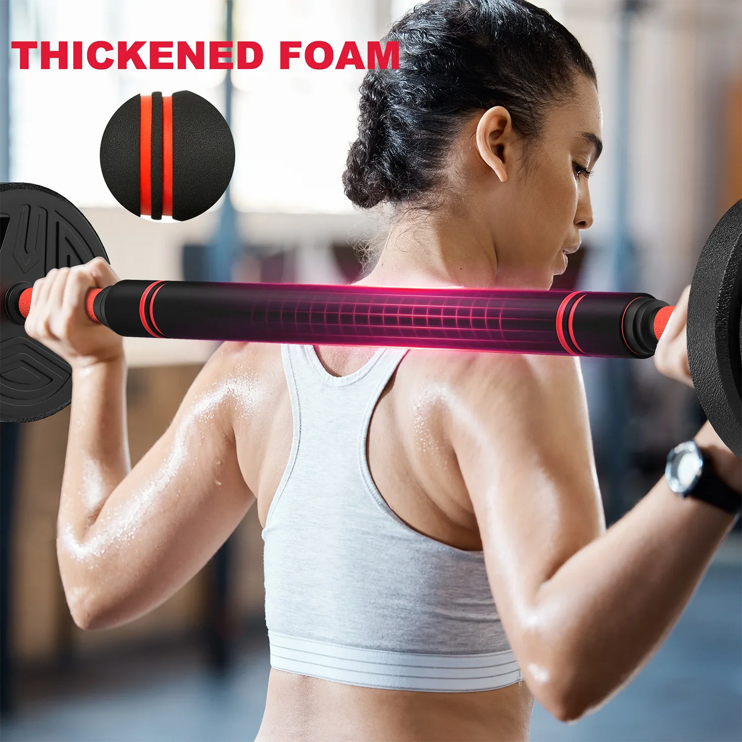 Dumbells - Halterset - 3-in-1 - Verstelbare – 20KG - Halterstang Met Gewichten – Voor Krachttraining - en Fitness - Duurzame Gewichtsplaten - Zwart-Rood - QUORE