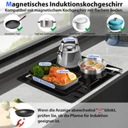 Inductie kookplaat - Induction Hob - Induction Cook Top - Inductie Fornuis - Elektrische Brander - 4 Platen met Stekker - Inbouw 59 cm - 500 W - Combinatiezone voor Grill - Slider Touch Control - 220 V - 50 Hz - Zwart