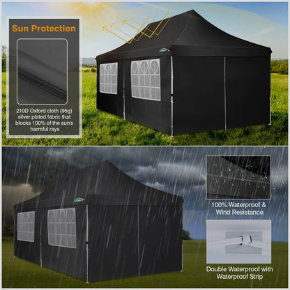 Partytent – Feesttent – Evenemententent – Tuinfeesttent – Grote Afmetingen 3x6 Meter – Waterdicht Oxford 210D - Zwart