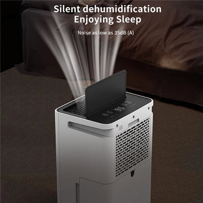 Luchtontvochtiger - Luchtreiniger - Dehumidifier - Draagbare - 35dB - 12L/24u - Met LED Display - Automatische Uitschakeling - voor Thuis - en Kantoorgebruik - Wit