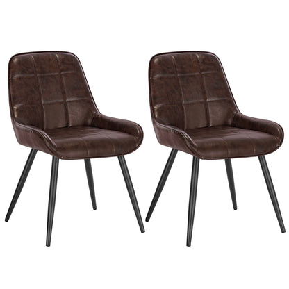 Eetkamerstoelen – Stoelen – Dining Stoelen – Keukenstoelen – Scandinavische Stoelen – Set van 2 Donkerbruine Fluwelen Stoelen – Ergonomisch Design – Stevig Metalen Frame