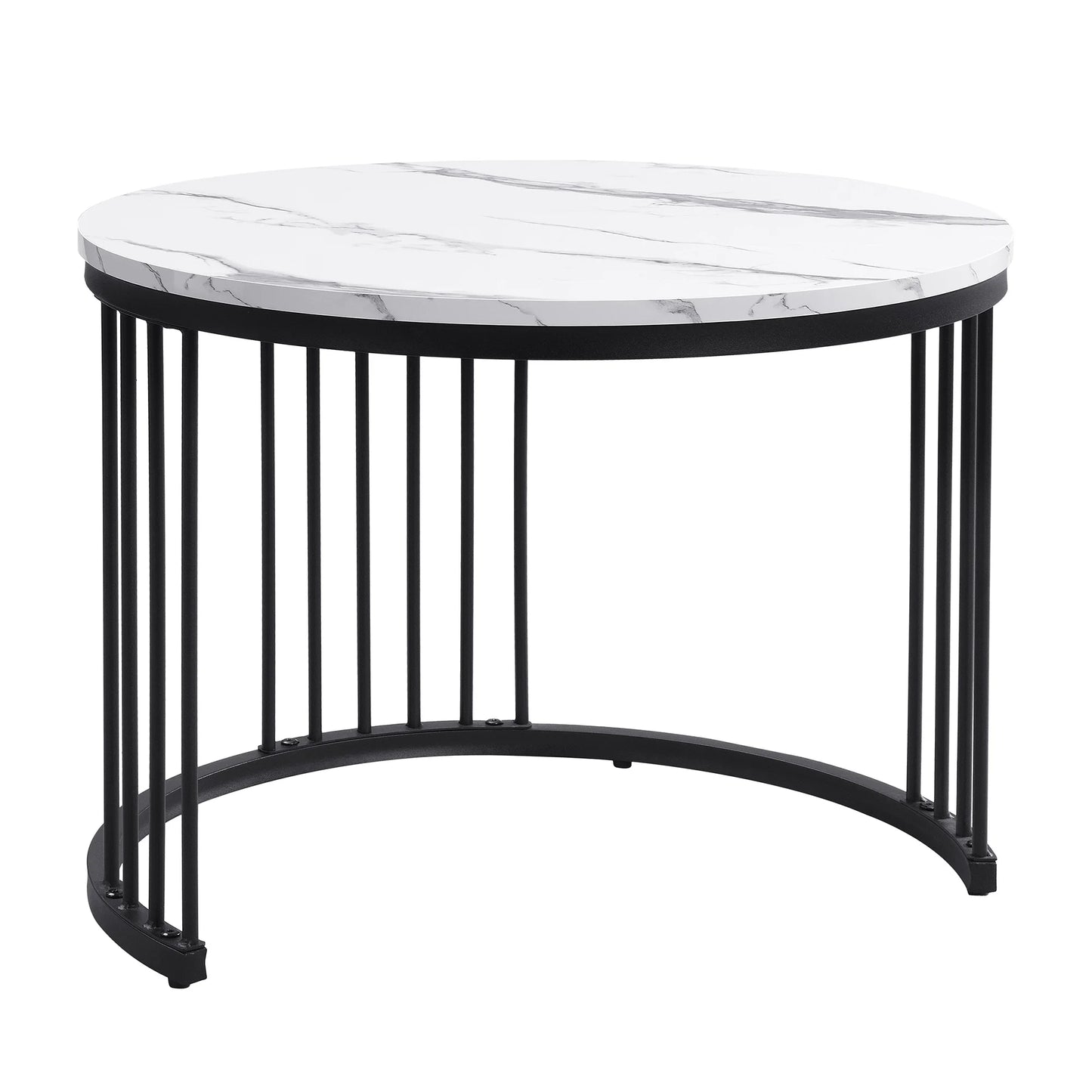 Salontafelset – Tafels – Salontafels – Woonkamertafels – Opbergtafels – Hoogglans Marmerlook – Twee Lades – Stevig Tot 30 Kg - Zwart - QUORE