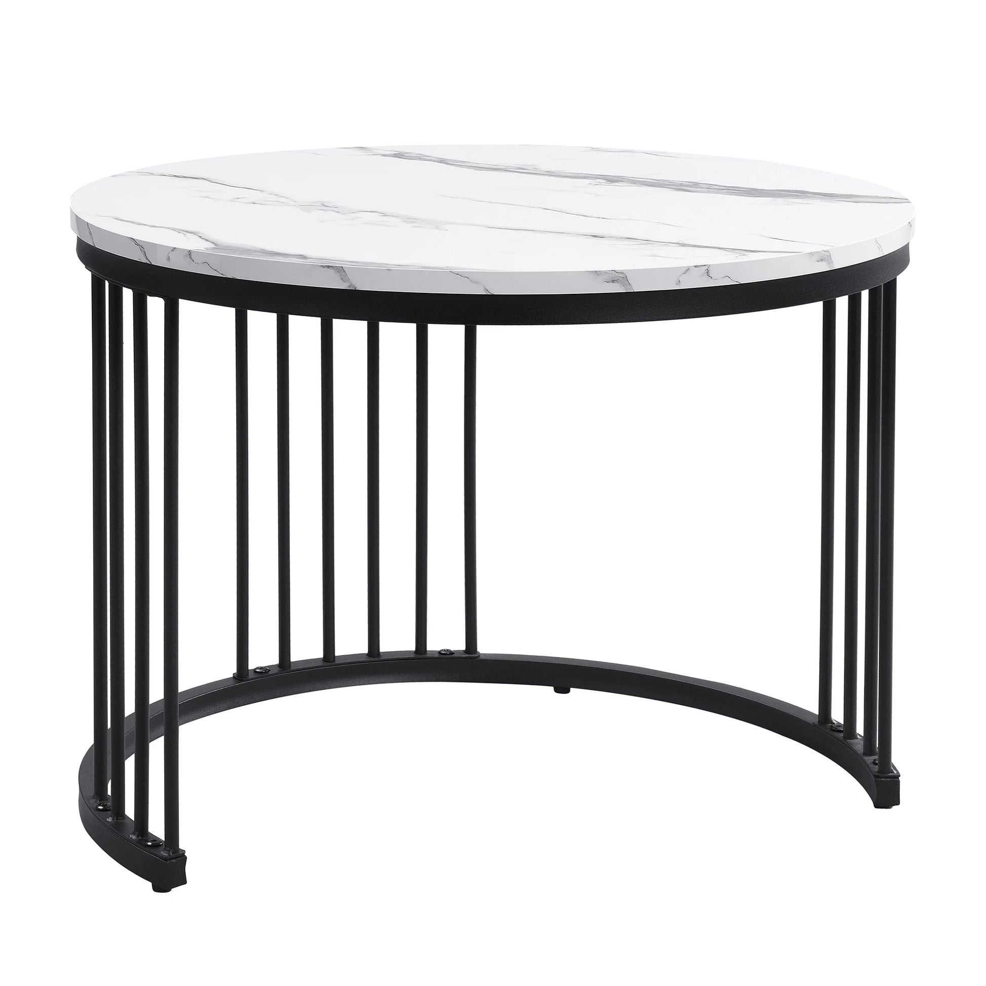 Salontafelset – Tafels – Salontafels – Woonkamertafels – Opbergtafels – Hoogglans Marmerlook – Twee Lades – Stevig Tot 30 Kg - Zwart - QUORE