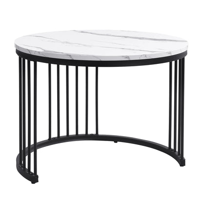 Salontafelset – Tafels – Salontafels – Woonkamertafels – Opbergtafels – Hoogglans Marmerlook – Twee Lades – Stevig Tot 30 Kg - Zwart - QUORE