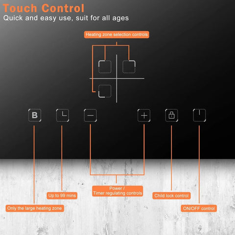 Inductie kookplaat - Induction Hob - Induction Cook Top - Inductie Fornuis - Elektrische Brander - 3-pits - 60 cm - Inbouw inductiekookplaat - Touch Control - Timer - Veiligheidsslot - 5200W - Zwart