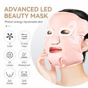 LED Gezichtsmaker - 5 Kleuren - Face Mask - Lichttherapie - Masker voor Gezicht - Tegen Acne, Droge Huid & Rimpels - Wit - QUORE