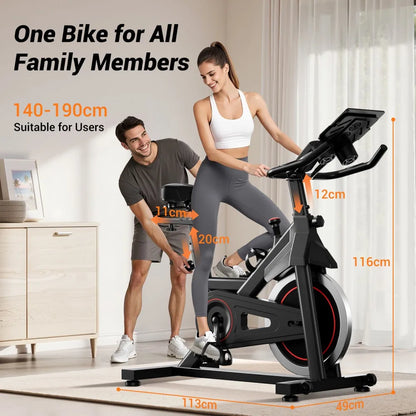 Hometrainer – Fitnessfiets – Trapfiets – Indoor Bike – Fitnessfiets Binnen – Stille Riemaandrijving – Extra Comfortabel Zadel met Ventilatie – LCD Display met Snelheid & Calorieënteller