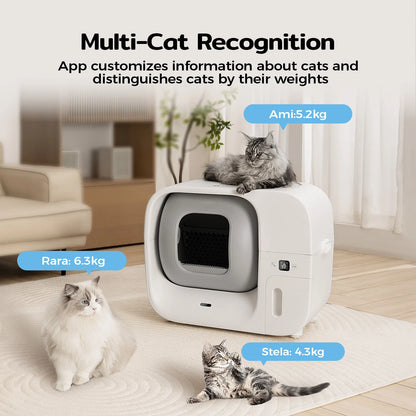 Automatische Kattenbak – Zelfreinigende Kattenbak – Slimme Kattenbak – App Bediening – 60 Liter Inhoud – Geurverwijdering – Fluisterstil